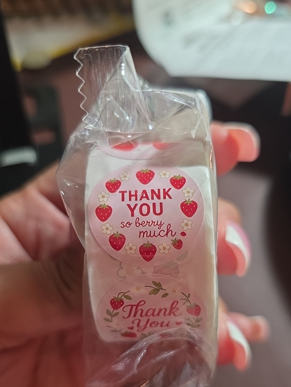 500 Thank You Stickers Strawberries NIP - Picture 5 of 6